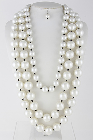 Three Layered Faux Pearl Necklace Set 6GCB
